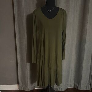 Daily Ritual Long Sleeve Olive Dress